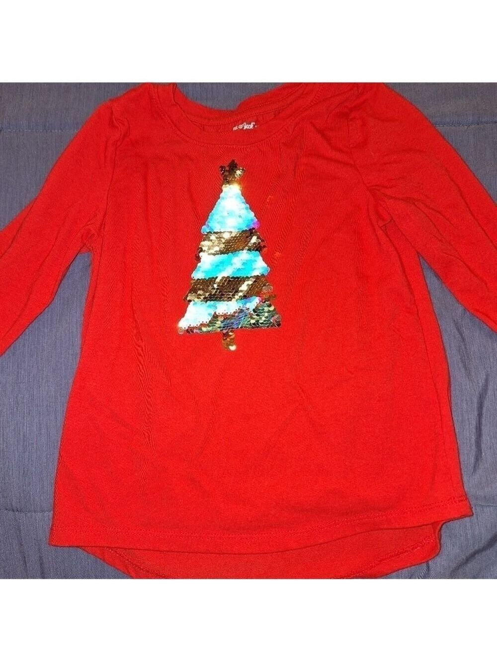Girls Red Long Sleeve Sequin Christmas Tree Shirt Cat & Jack